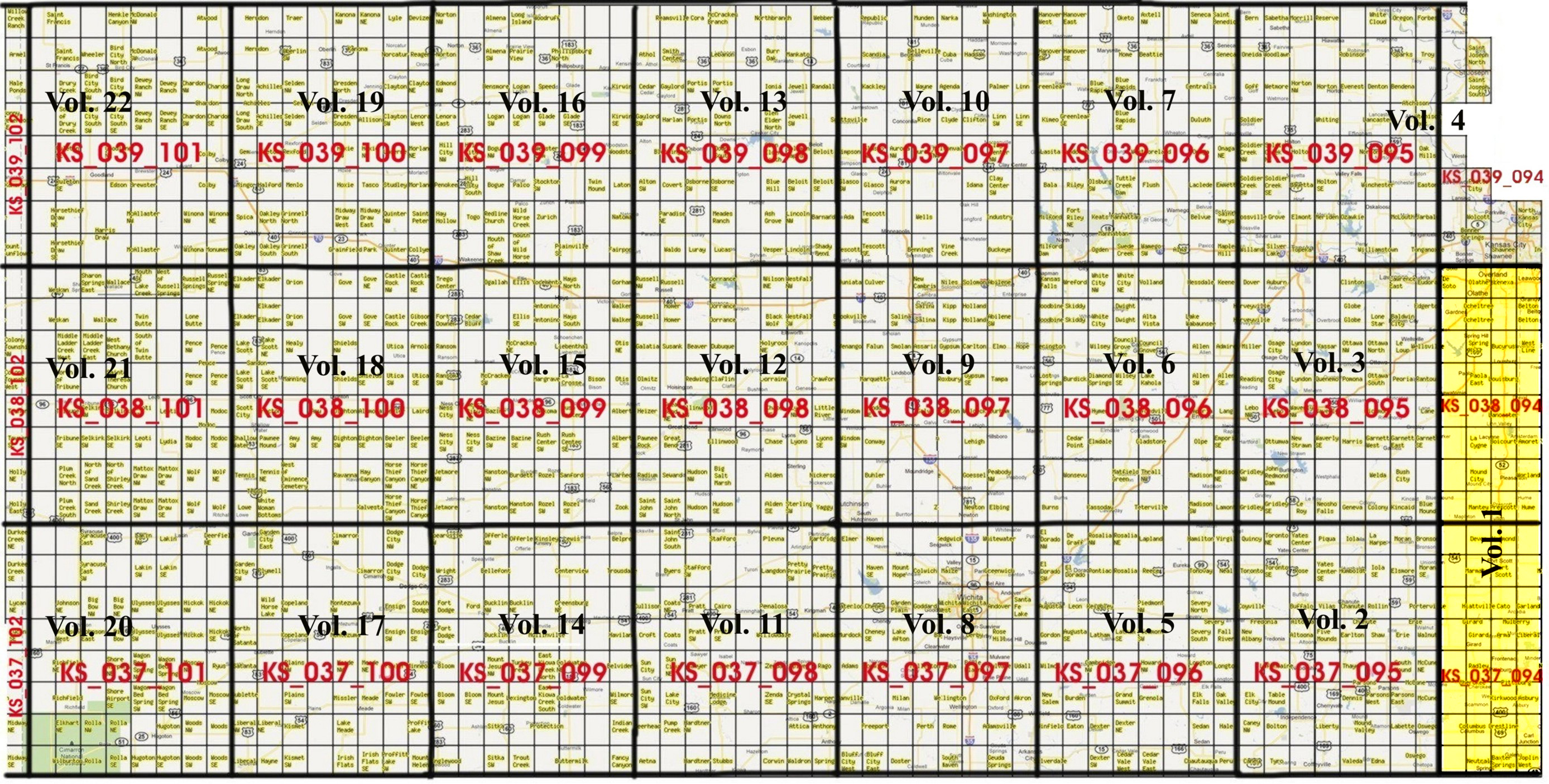 Kansas Historical Topo Map index